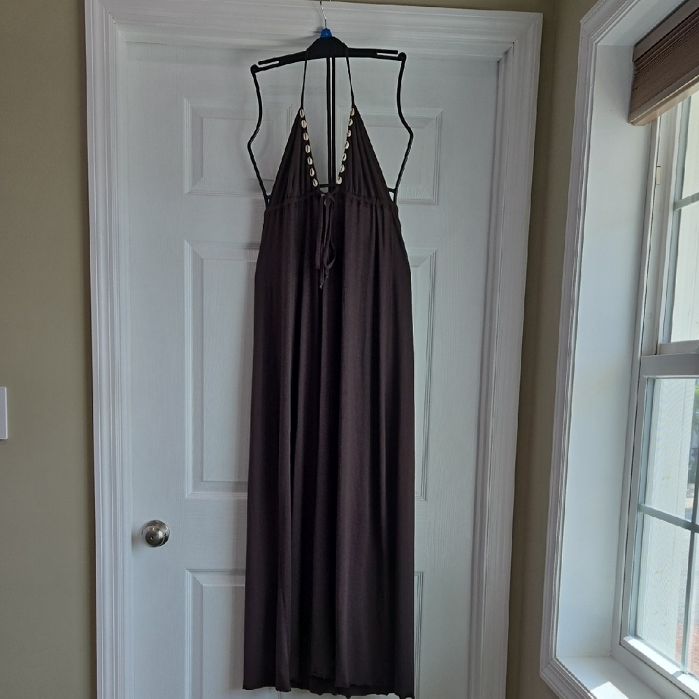 Chic Backless Brown Maxi Dress
